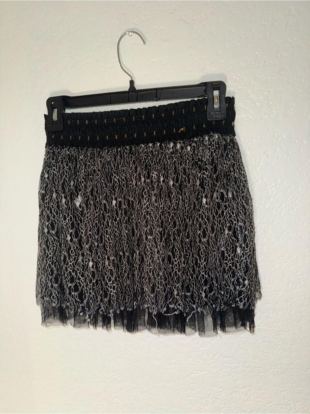 Banana Republic Black and Gray Fringe Layered Mini Skirt